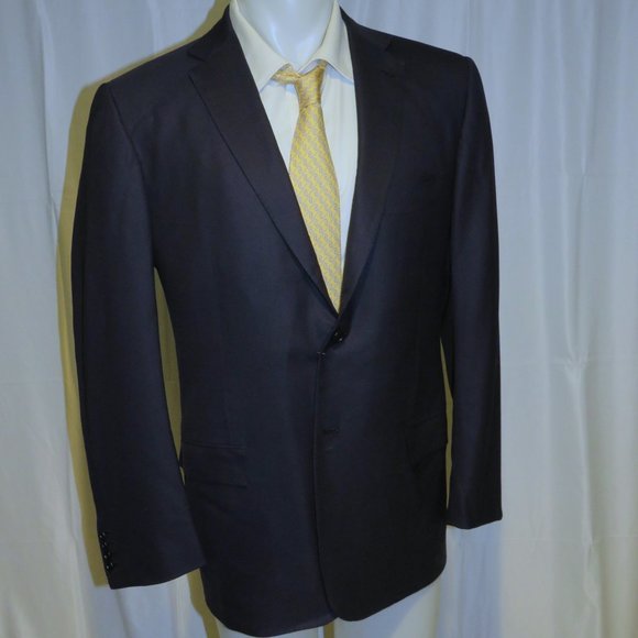 Kiton 14 Microns Super 180 Navy Blue Hopsack Two Button Sport Coat 40R